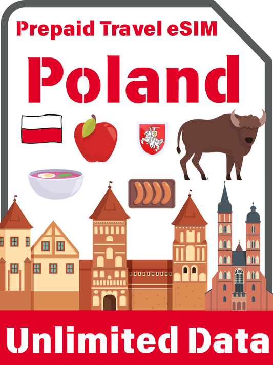 Poland Plus 5G Unlimited Data Prepaid Travel eSIM | 7–30 Day Plans