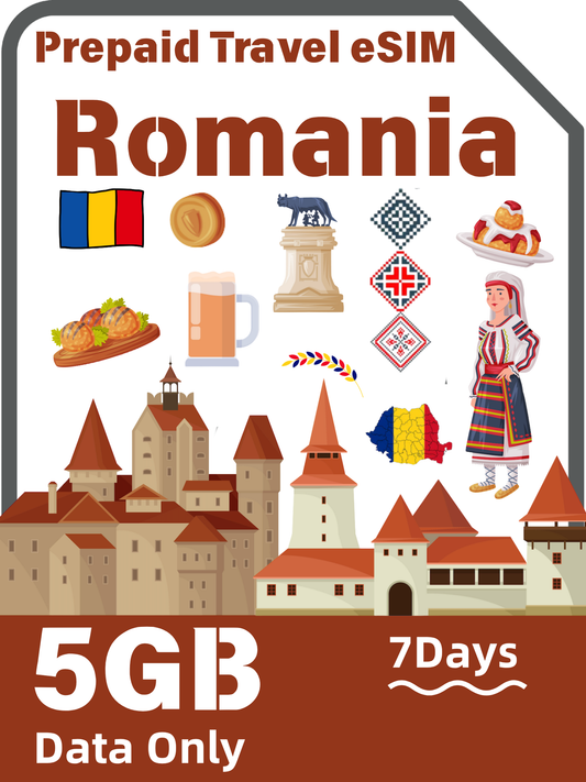 ルーマニア旅行 eSIM カード｜Orange 5G データ通信カード