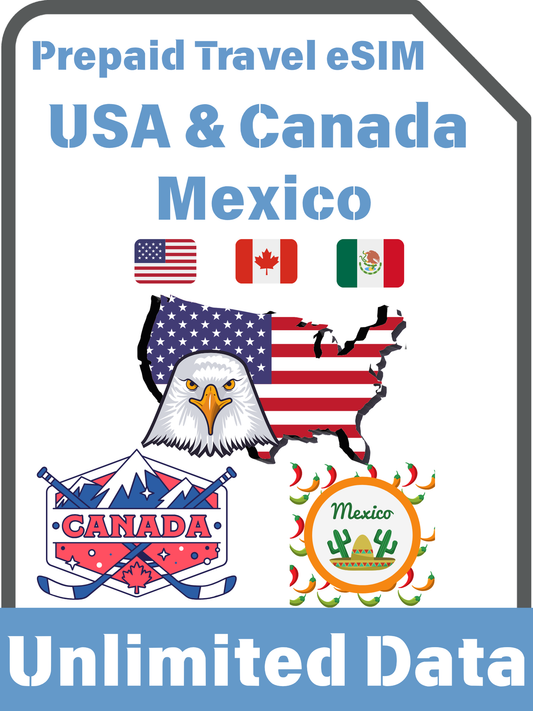 United States / Canada / Mexico Prepaid Travel eSIM Card
