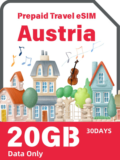 Austrian / Austria Prepaid Travel eSIM Card
