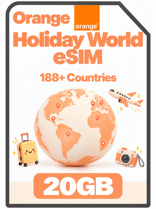 Orange Holiday World 20GB eSIM | 31-Day Global Travel Data