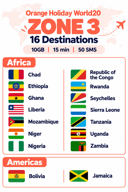Orange Holiday World 20GB eSIM | 31-Day Global Travel Data